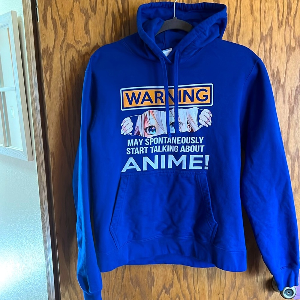 Blue Anime Hooded Sweatshirt Unisex Size Medium | Like New Condition